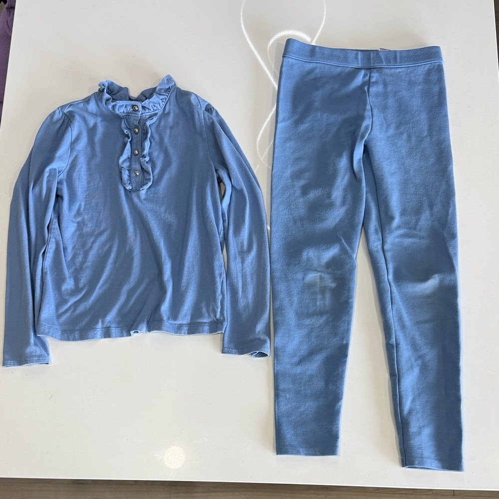 Janie and Jack Light Blue Ruffle Collar Top